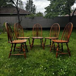 Double Spindle Windsor 5 set brown chairs 