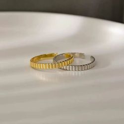 S925 silver ring striped design sense 2022 new fashion simple light luxury high-end cold style ring opening