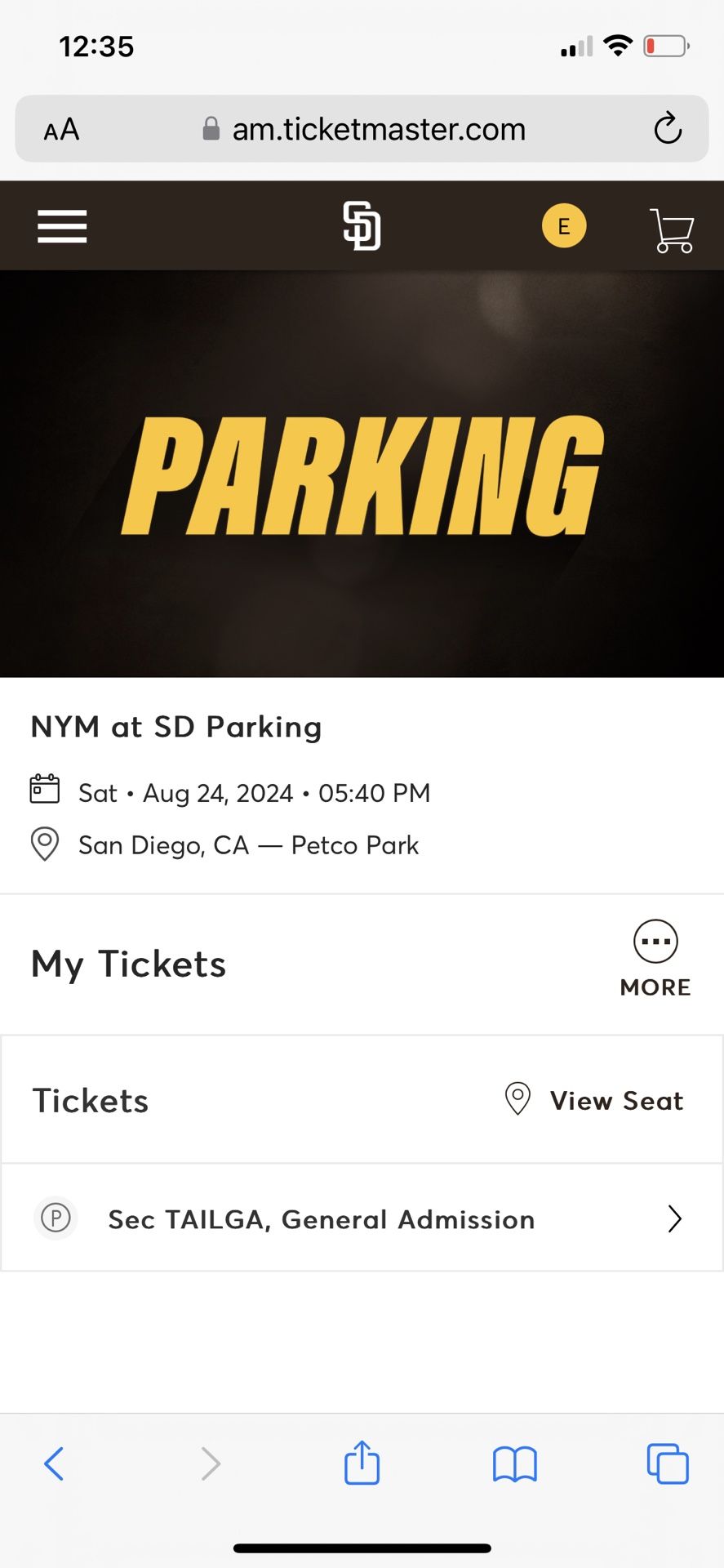 Padres Tailgate Parking 8/24