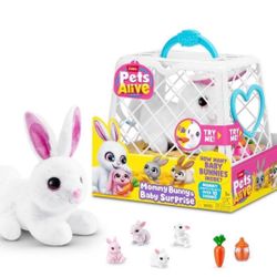 Pets Alive Mommy Bunny & Baby Surprise Rabbit Electronic Plush Girls Toy, Realistic Animal by ZURU