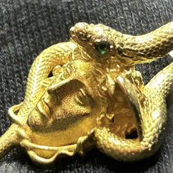 14k Gold Alexander The Great Medusa Pendant Rope Chain Necklace