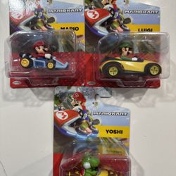 Mario Kart Figures Set Mario Luigi Yoshi Nintendo Toys New Sealed Bundle (3pc)