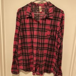 No Boundaries Pink & Black Plaid Button Down Shirt Size XXL