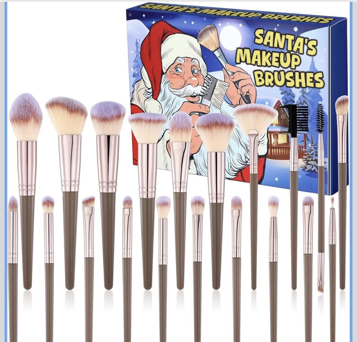New Tioncy 21 Pcs Makeup Brushes Set Christmas Stocking Stuffers for Women Make up Brushes Kit Concealer Eye Shadows Blush Brushes Santa's Christmas G