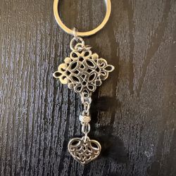 Brighton Vintage Silver Heart Keychain/Bag Charm 