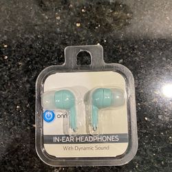 ONN Turquoise Stereo Earphone Earbuds with Dynamic Sound for MP3 Portable Device