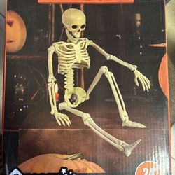 24” Halloween Skeleton Decor, 2 FT Full Body Stayable Posable Skeletons for Halloween, 