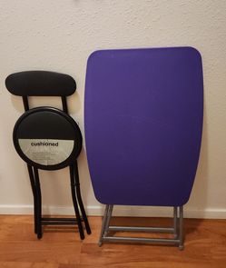 Folding Table and Cushioned Chair Set