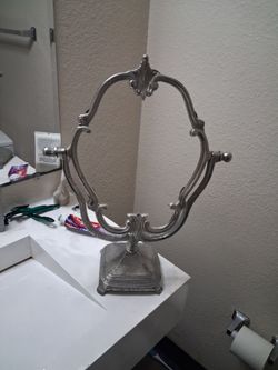 Ornate Silver Vanity Mirror Frame Stand