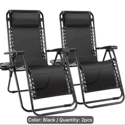 2 Pack Zero Gravity Lounge Chairs, 2 Pack Adjustable Mesh Recliner with Removable Headrest & Cup/Tablet Tray, Foldable Outdoor Solely Patio Chairs, 25