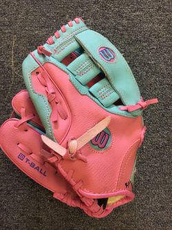 Girls Left Handed Pink Baseball Glove