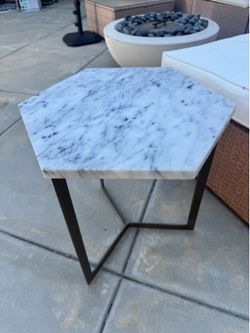 West elm room hex side table marble