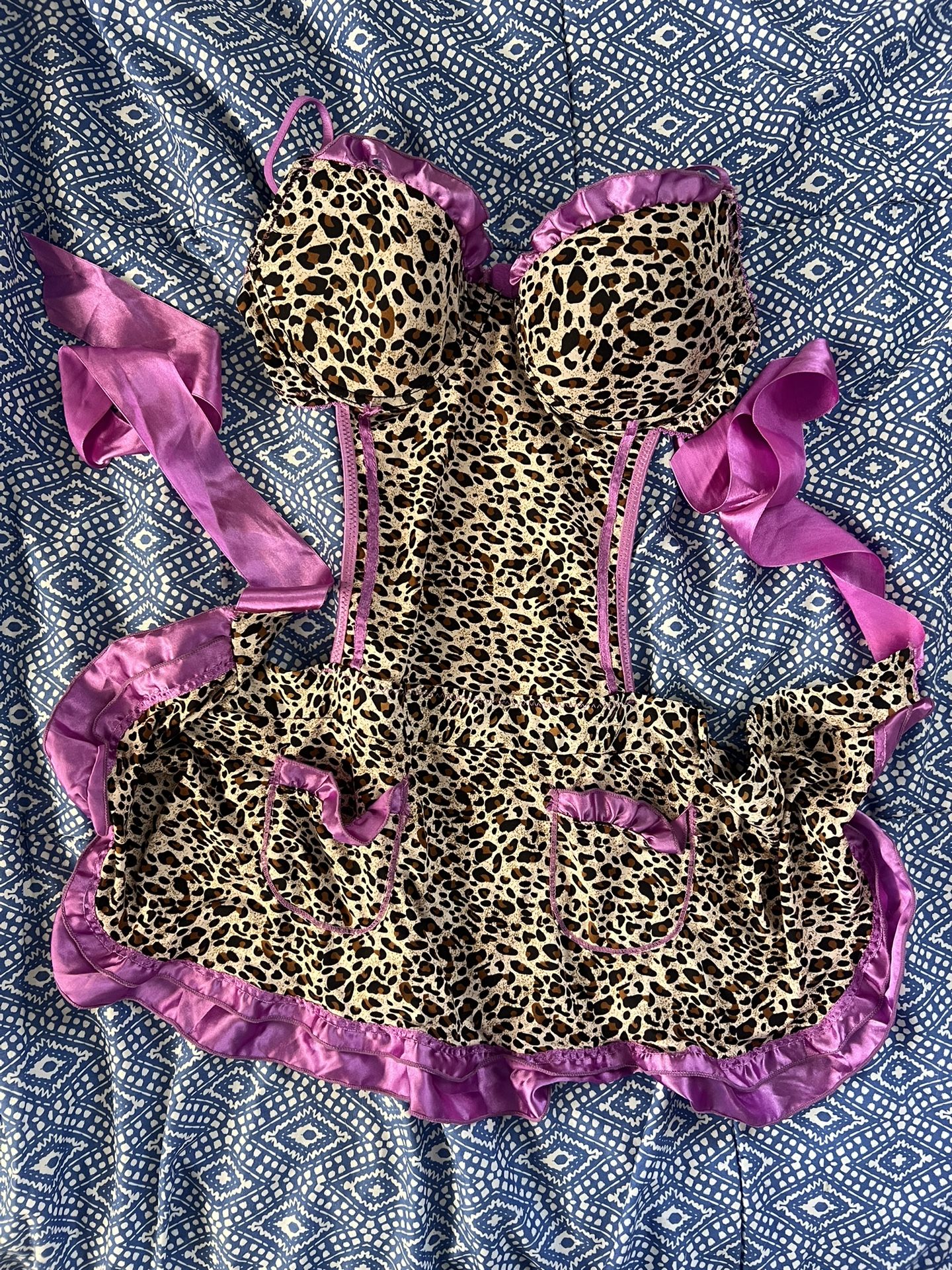Leopard Body Apron Lingerie Print Sleepwear