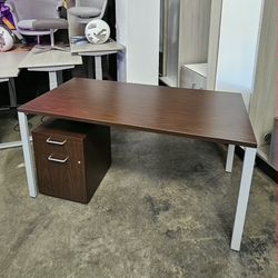 Qty. 10 Modern Espresso Work Table Desks w/ Cabinets **Each** 

