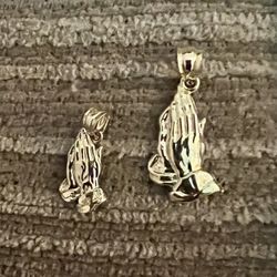 10k Real Gold Praying hands pendant charm