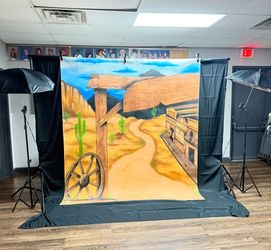 Custom western canvas photo backdrop