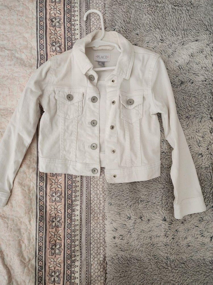 Childrens Place kids white denim jacket