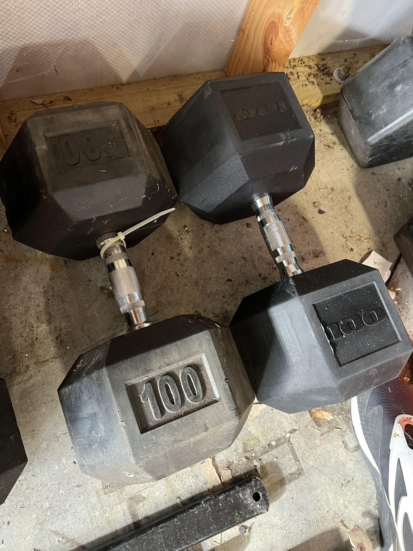 100LB Rubber Hex Dumbbell Pair