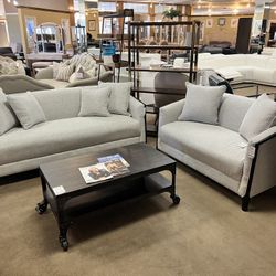 Grey Fabric Sofa, Loveseat, Chair (3Pcs Set)