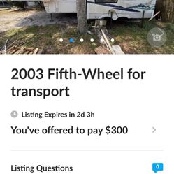 5th Wheel For Transport. 36 Miles