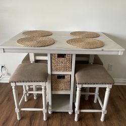 Ashley Furniture Robbinsdale 5-Piece Wood Counter Height Dining Set in White