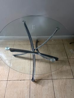 Round Glass Top Dining Table with Chrome Base