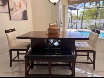Counter Height Dining Table Set with Bench and Chairs