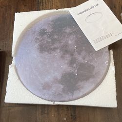 31W 13.8in 5000K Moon-Style Flush Mount Ceiling Light Fixture, LED Modern Ceiling Lights, Daylight White Ceiling Lamp for Bedroom