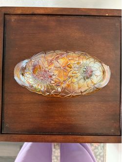 Indiana Glass Marigold Carnival Glass Relish Dish