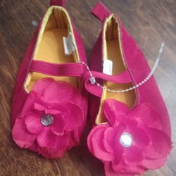Pink With Flowers Dress Up Shoes For Baby/Toddler 