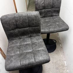 Barstools (Two Leather Swivel Barstool Chairs)