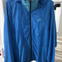 RARE Vintage Nike Windbreaker Men’s XL Light Blue Hooded Jacket Retro Y2K 90s