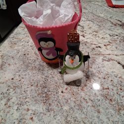 Cute Christmas Ski Penquin In Bucket