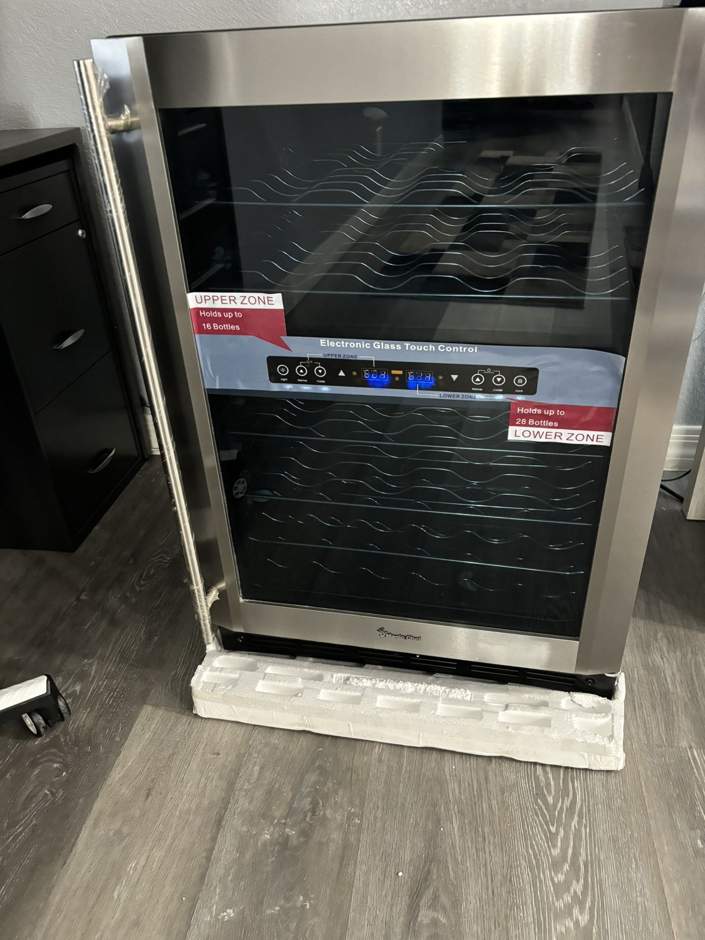 Magic Chef 44 Bottle Dual Zone Wine Cooler in Stainless Steel