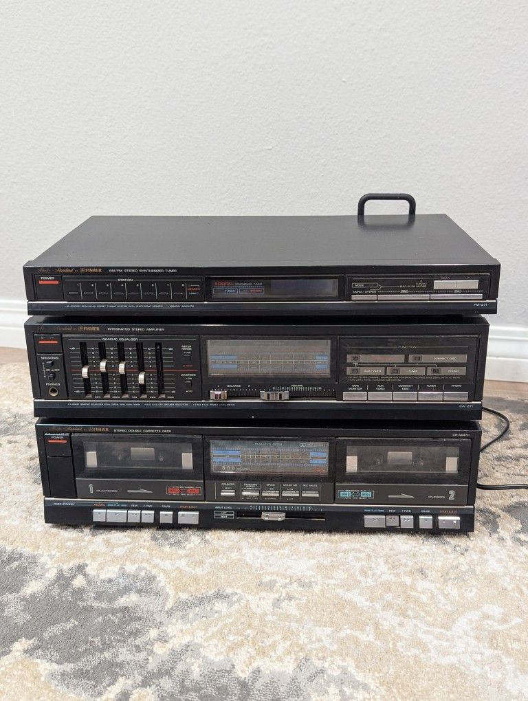Fisher Studio Standard Stereo System CA-271 Amplifier, FM-271 Tuner & CR-W47H Double Cassette Deck