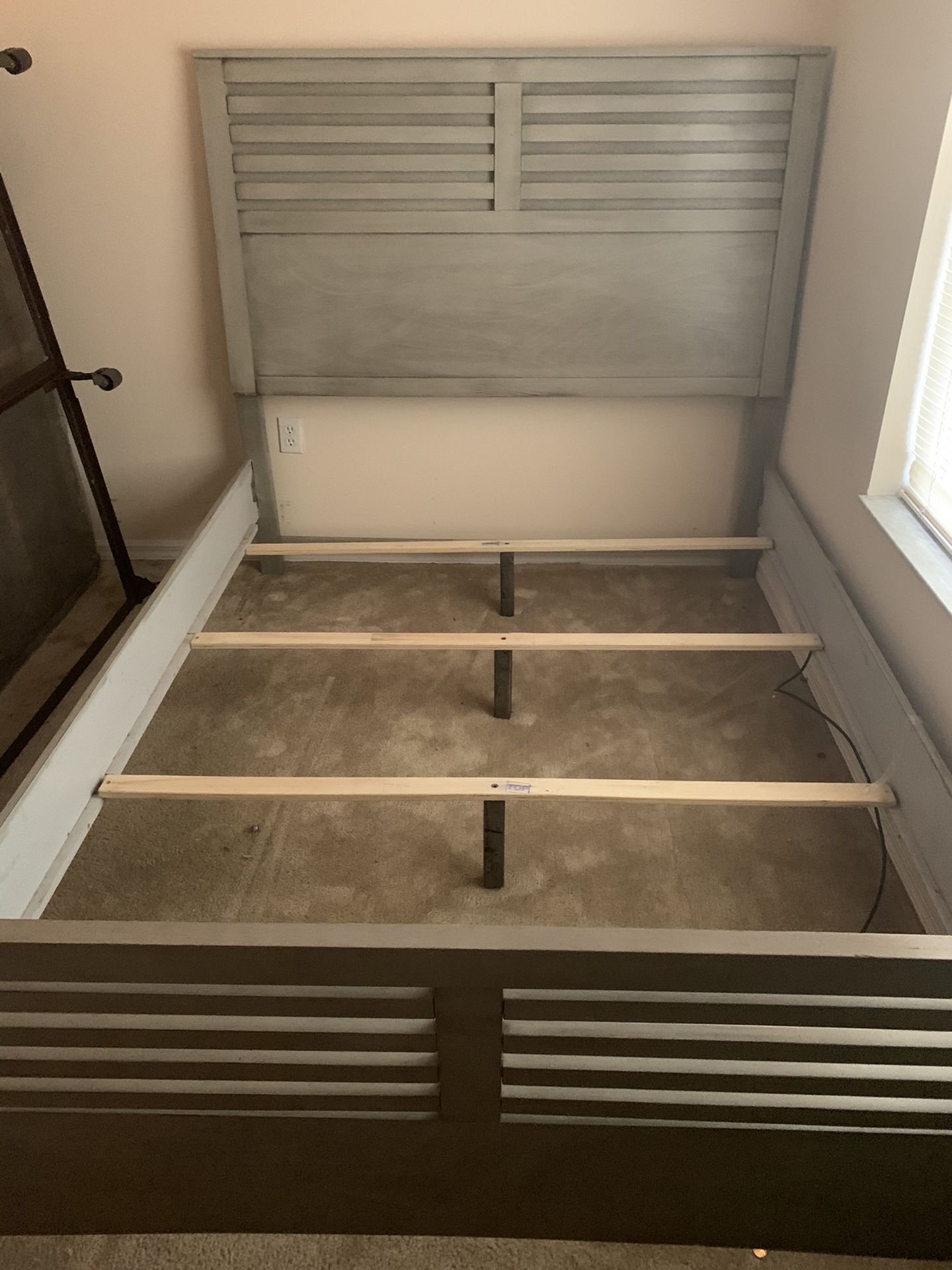 Queen size Grey wood bed frame