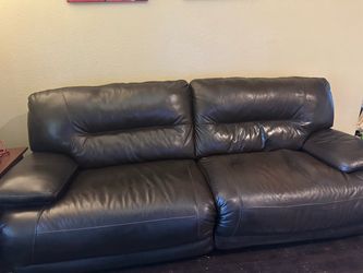 Dark Brown Leather Seat Sofa Couch