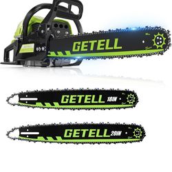 Professional 58cc Gas Powered Chainsaw with Quick-Switch Dual Bars (18/20 Inch), Time-Saving Tree Cutting System with Easy-Start & Pro Safety Features