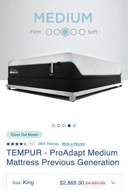 Tempur Pedic pro adapt medium king size