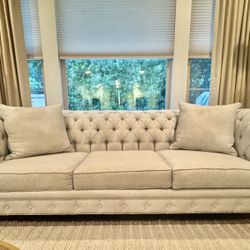 Two Identical Light Gray Linen Sofas, Perfect Condition!