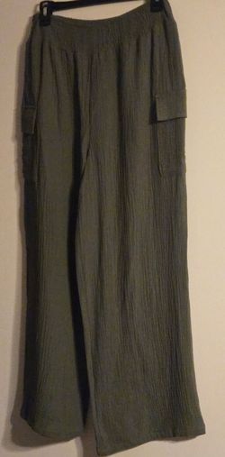 A Pair Of green gauze pants with side pockets