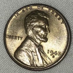 1945 s  Toned Lincoln Wheat Cent 