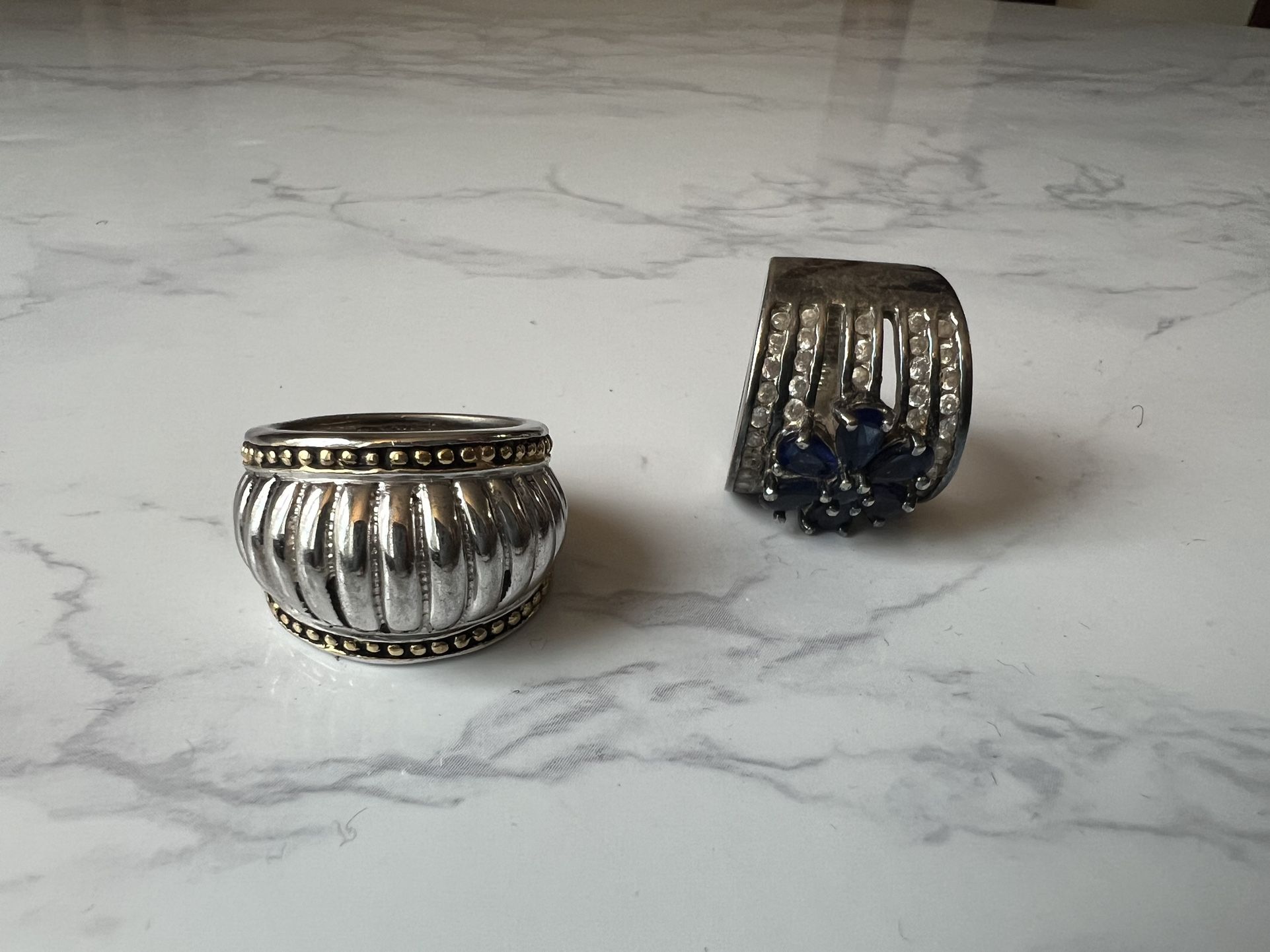 Two Sterling Silver Rings Marked 925 - Both are for one price