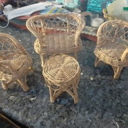Vintage Rattan Doll Set