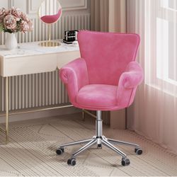 Pink Velvet Salon Vanity Bar Chair Microfiber Computer Swivel Seat office chair vanity stool