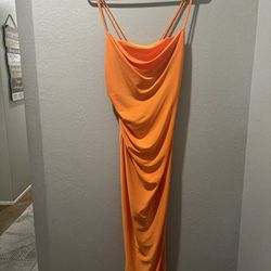 orange zara dress