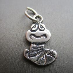 Vtg.Adorable Sterling Silver " WORM" PENDANT/ CHARM