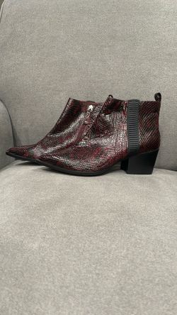 LINEA PAOLO Wine/black Leather Sevilla Booties