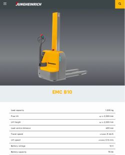 Jungheinrich EMC B10 Electric Walkie Stacker for repair