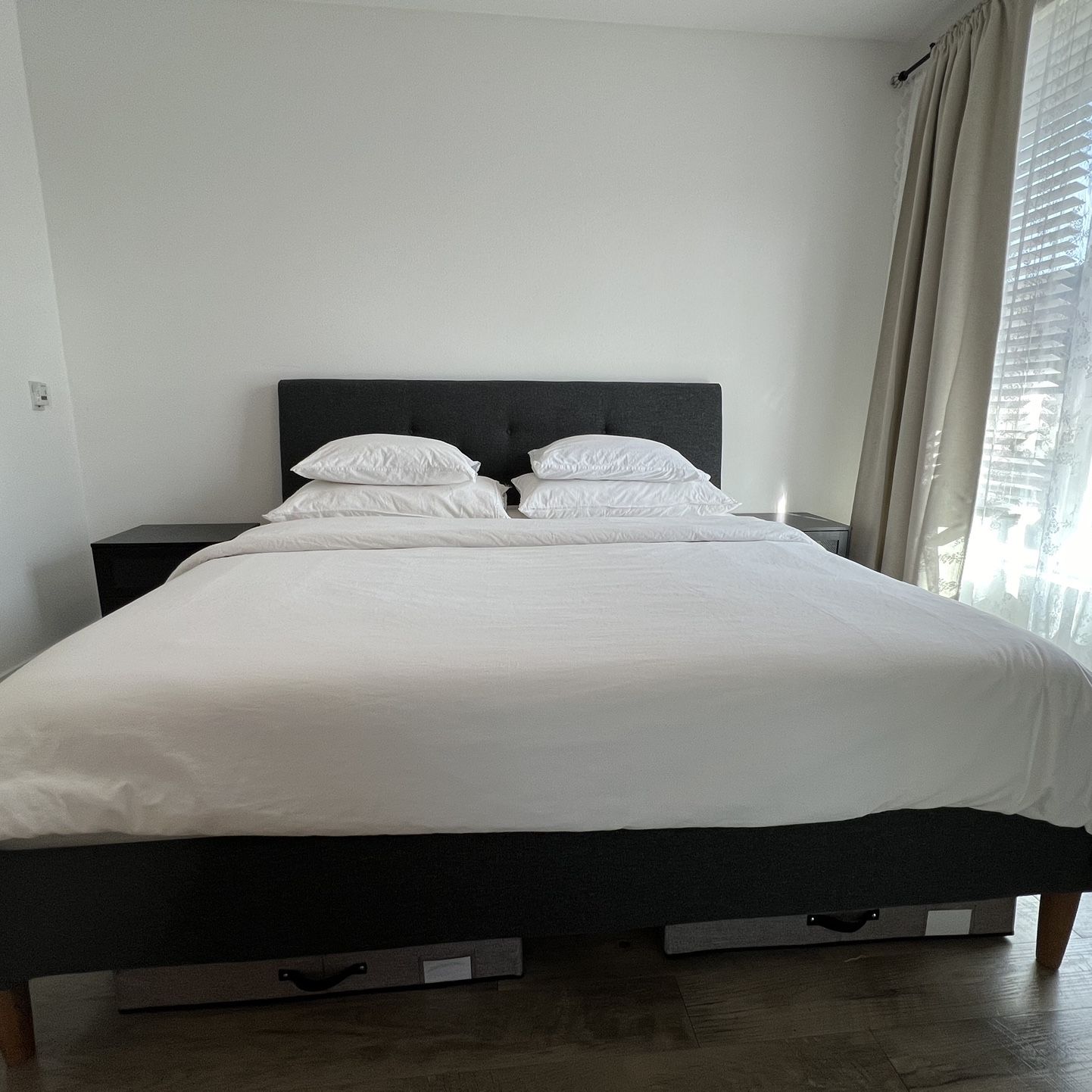 IKEA KING BED FRAME + MATTRESS - GOOD AS NEW 